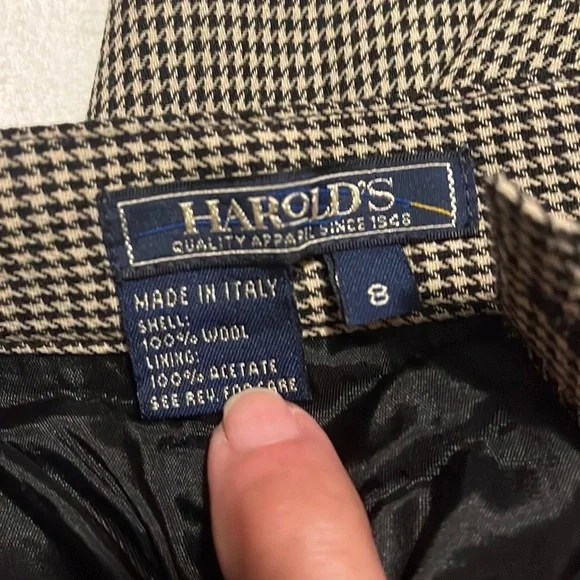 Harold’s wool black and beige check pants in perfect condition size 8 - Picture 4 of 6